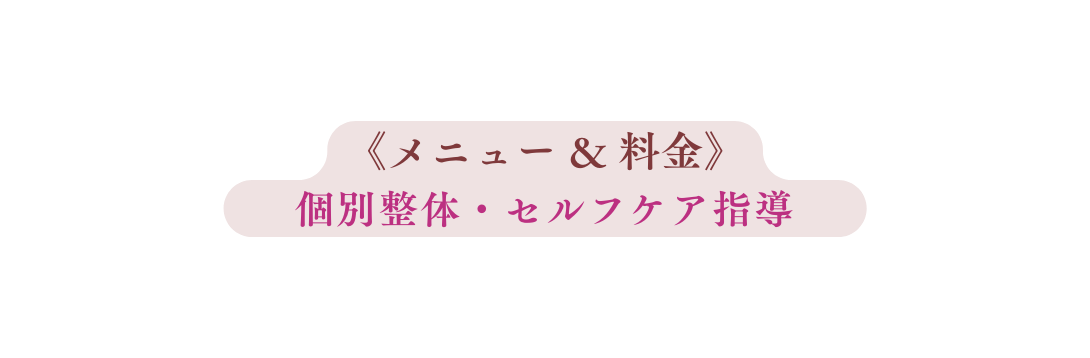 メニュー 料金 個別整体 セルフケア指導